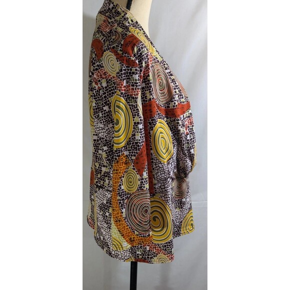 Michelle Thomas Blouse 3/4 Sleeve Geometric Pattern Multicolor Womans Size Large - Picture 12 of 13